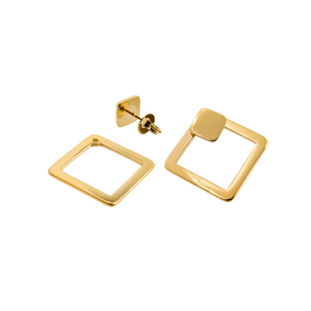 Sada štvorcových náušníc 2v1 z pozlátenej chirurgickej ocele 18886
