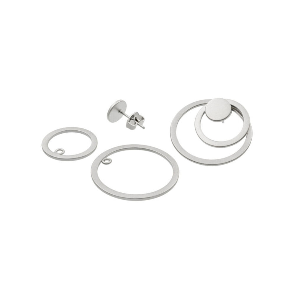 Súprava okrúhlych náušníc 3v1 z brúsenej chirurgickej ocele 18895