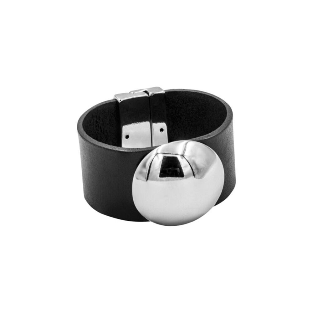 Úzky dámsky kožený náramok s malou lesklou guľôčkou 18971