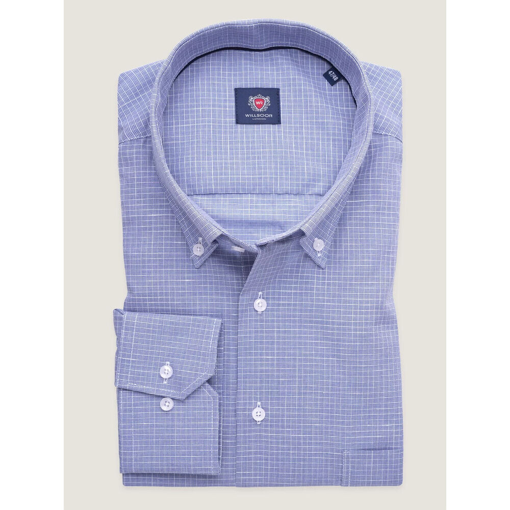 Pánska klasická košeľa s modrým kockovaným vzorom 19347