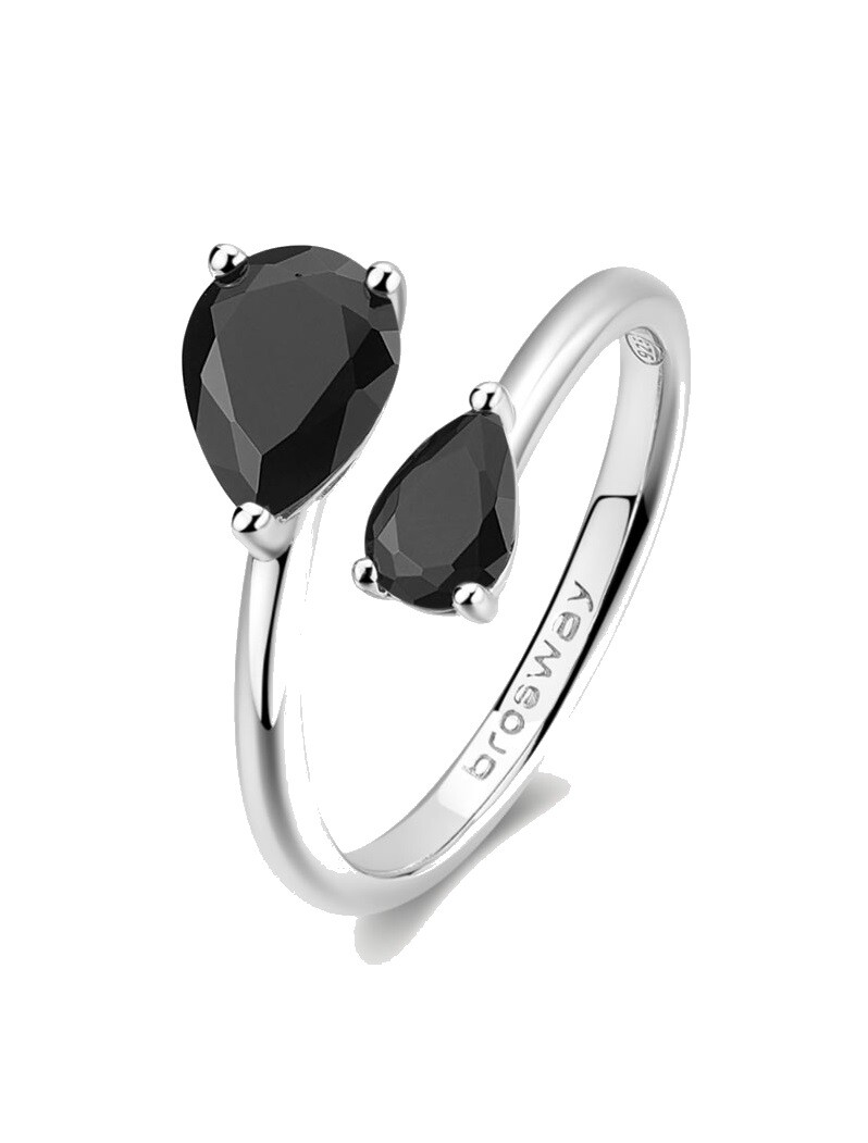 Brosway Strieborný otvorený prsteň Mystery Black Fancy FMB119 54 mm