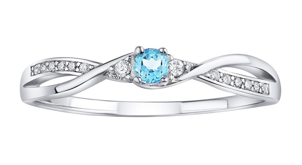 Silvego Strieborný prsteň s modrým Topazom a Brilliance Zirconia JJJR1100TS 50 mm