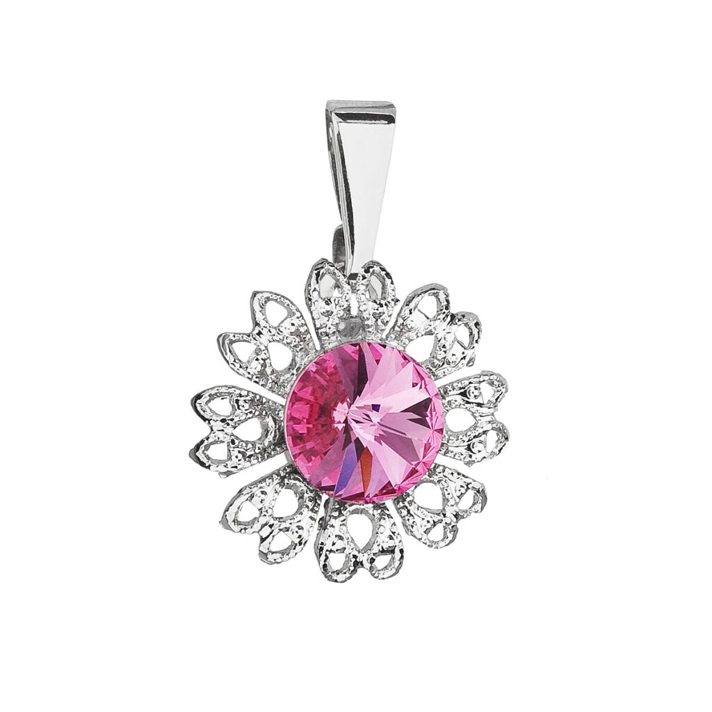 Evolution Group Trblietavý prívesok s ružovým kryštálom Swarovski Kvetina 54032.3 rose