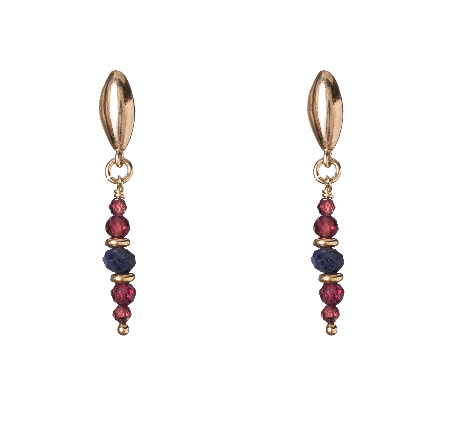 Alisia Visiace pozlátené náušnice so zafírom a granátmi AL5236.01.000