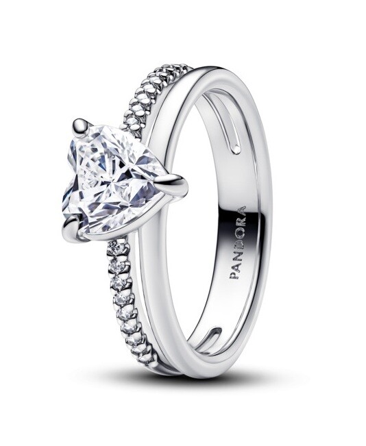 Pandora Blyštivý strieborný prsteň so zirkónmi Timeless 193100C01 60 mm