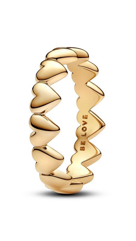 Pandora Pozlátený srdiečkový prsteň Shine 163427C00 60 mm