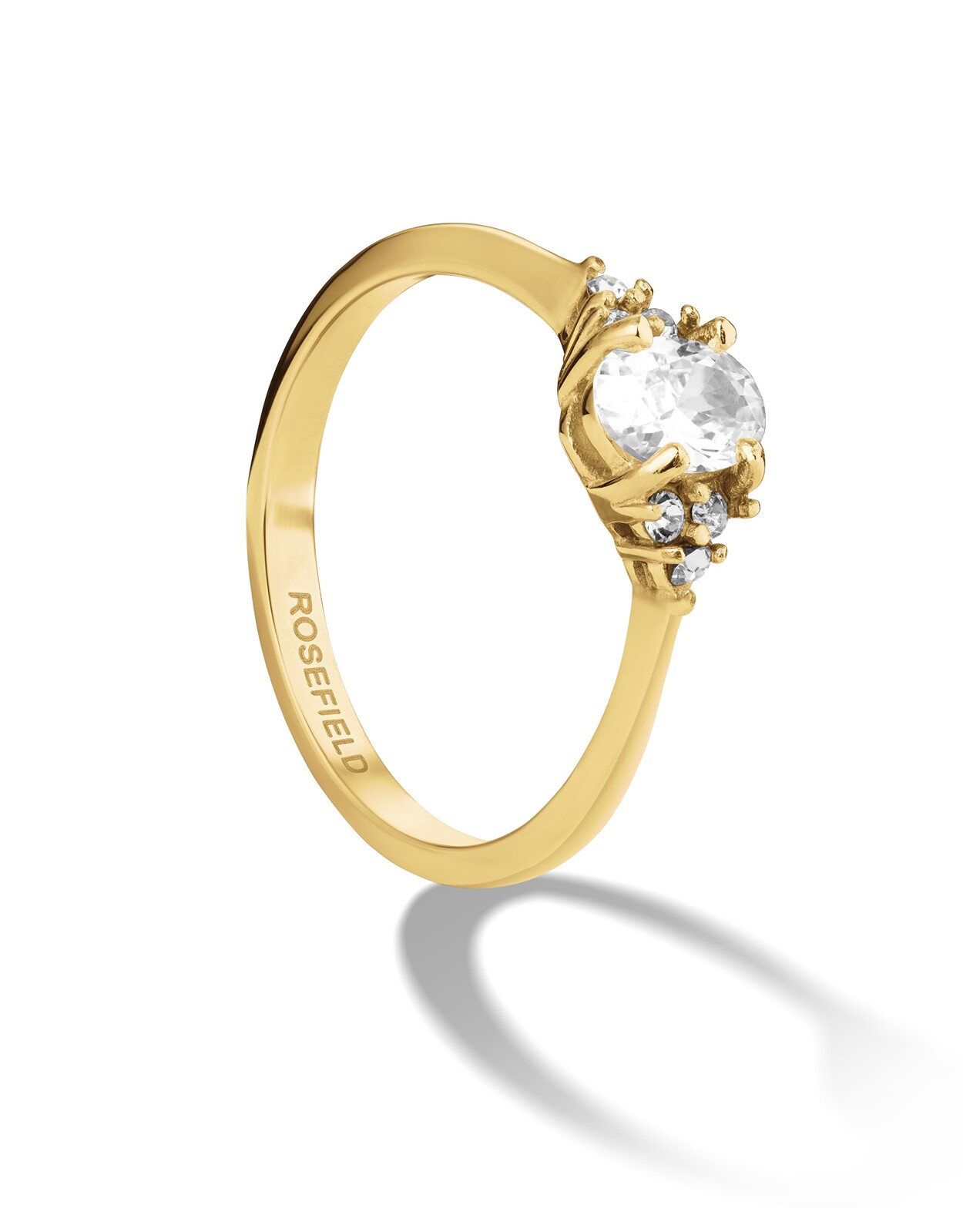 Rosefield Pôvabný pozlátený prsteň so zirkónmi JRVO 54 mm