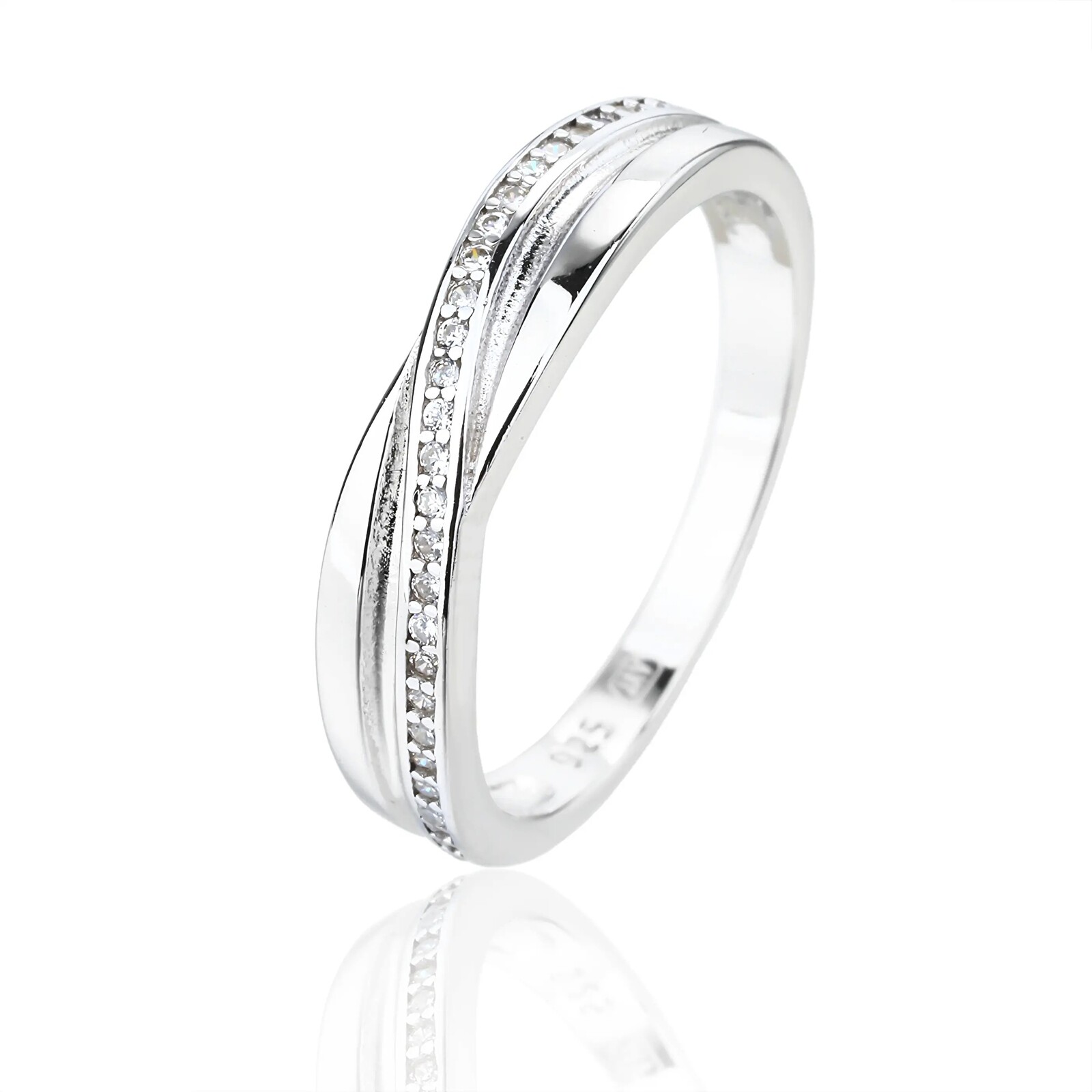 JVD Precízny strieborný prsteň so zirkónmi SVLR1299XJ6B 58 mm