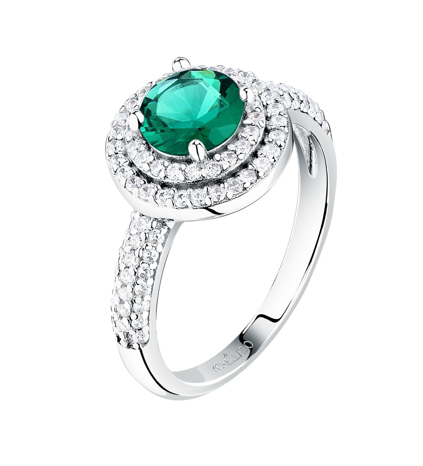 Morellato Oslnivý strieborný prsteň so zeleným zirkónom Tesori SAIW27801 56 mm