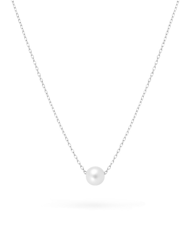Brilio Pôvabný náhrdelník z bieleho zlata s riečnou perlou 14/778.871P Esp
