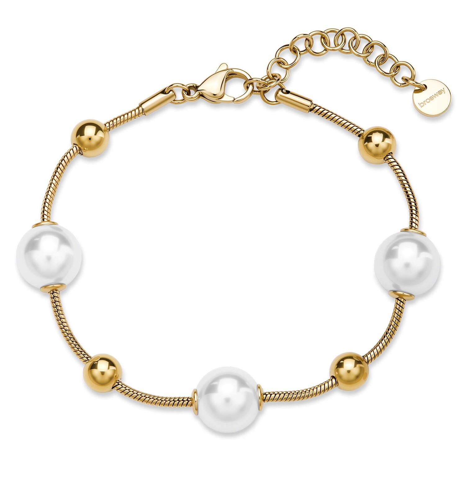 Brosway Dámsky pozlátený náramok s umelými perlami Perfect BPC57