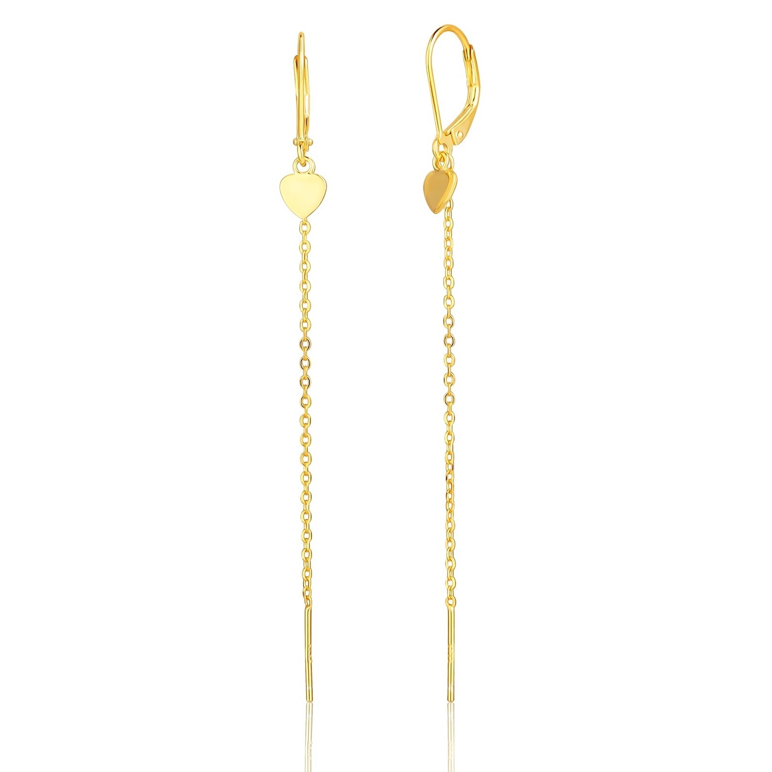 JVD Dlhé pozlátené visiace náušnice so srdiečkami SVLE1917XE9GO00