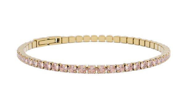 Furiosa Tenisový náramok s ružovými kryštálmi Swarovski SB-ROSALINETENNIS-G 17 cm