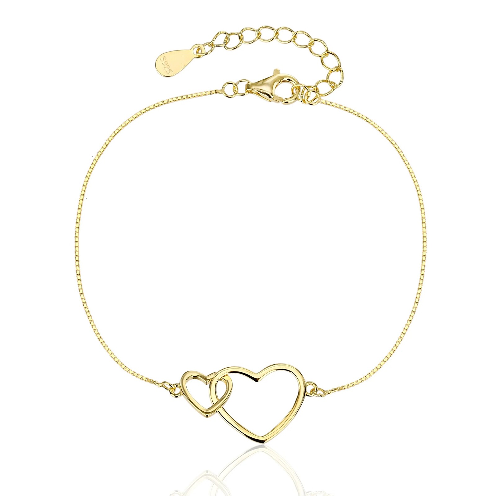 JVD Romantický pozlátený náramok prepojené srdcia SVLB0559XJ6GO18