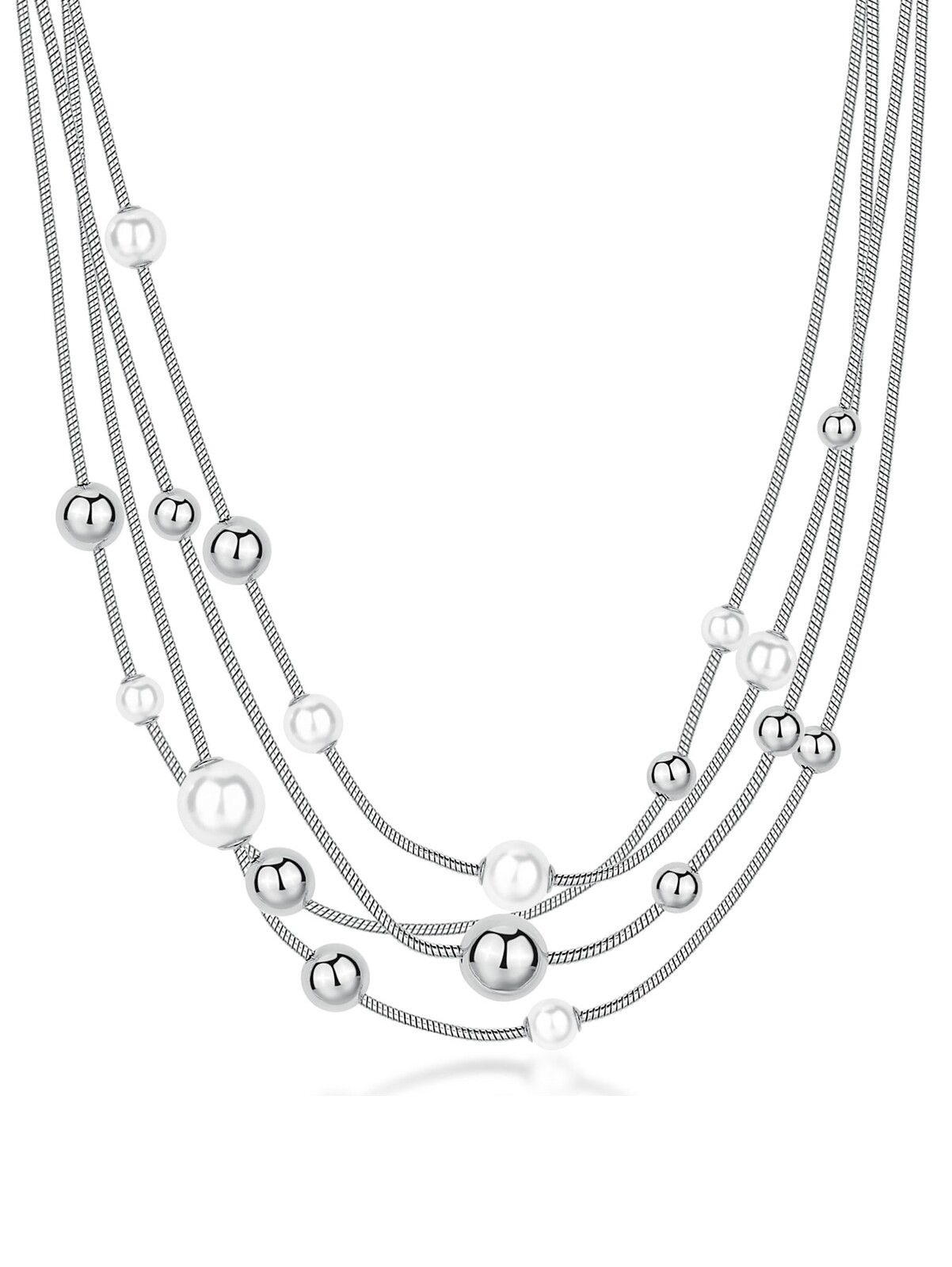 Brosway Viacvrstvový oceľový náhrdelník s perličkami Perfect BPC50