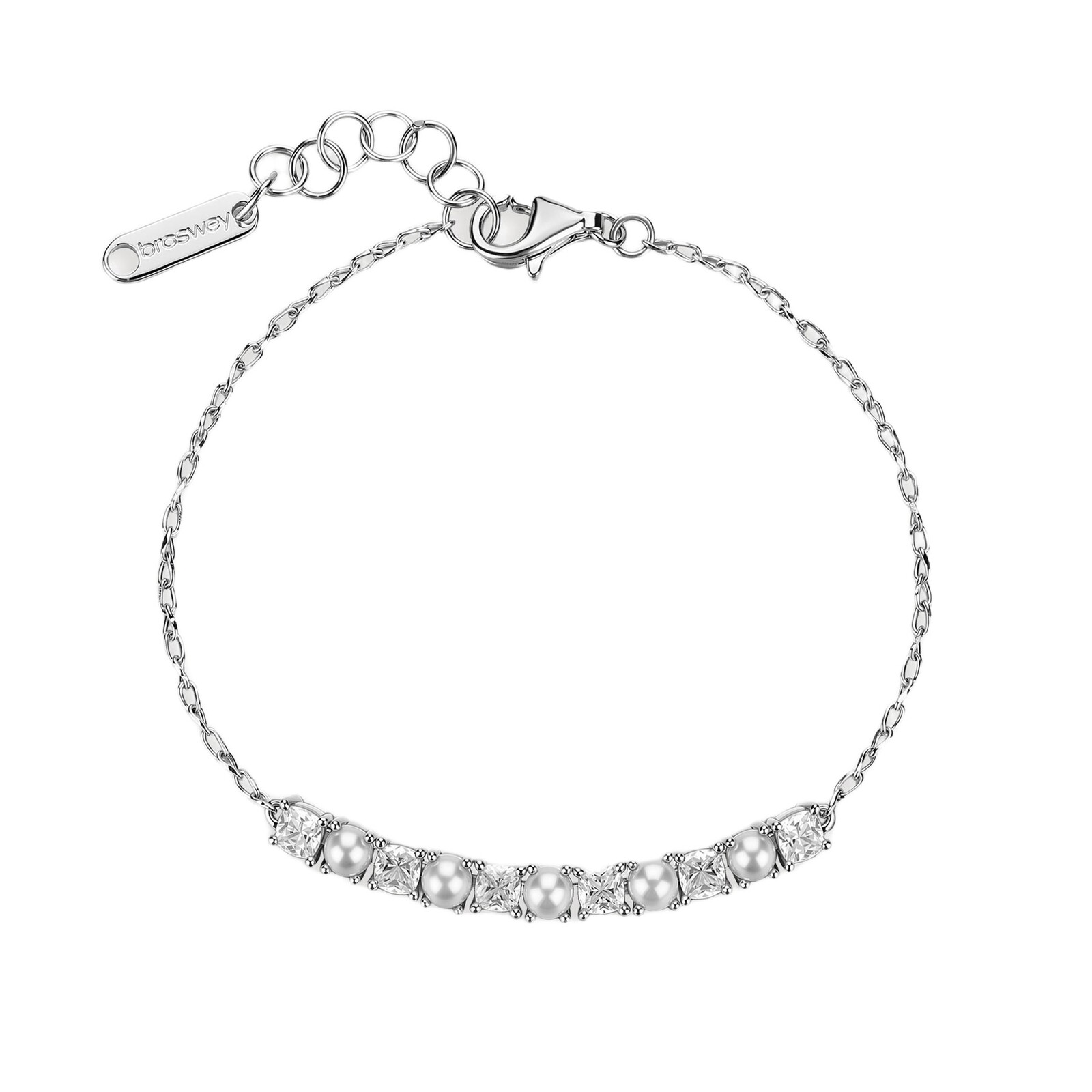 Brosway Strieborný náramok so zirkónmi a umelými perlami Infinite White Fancy FIW172