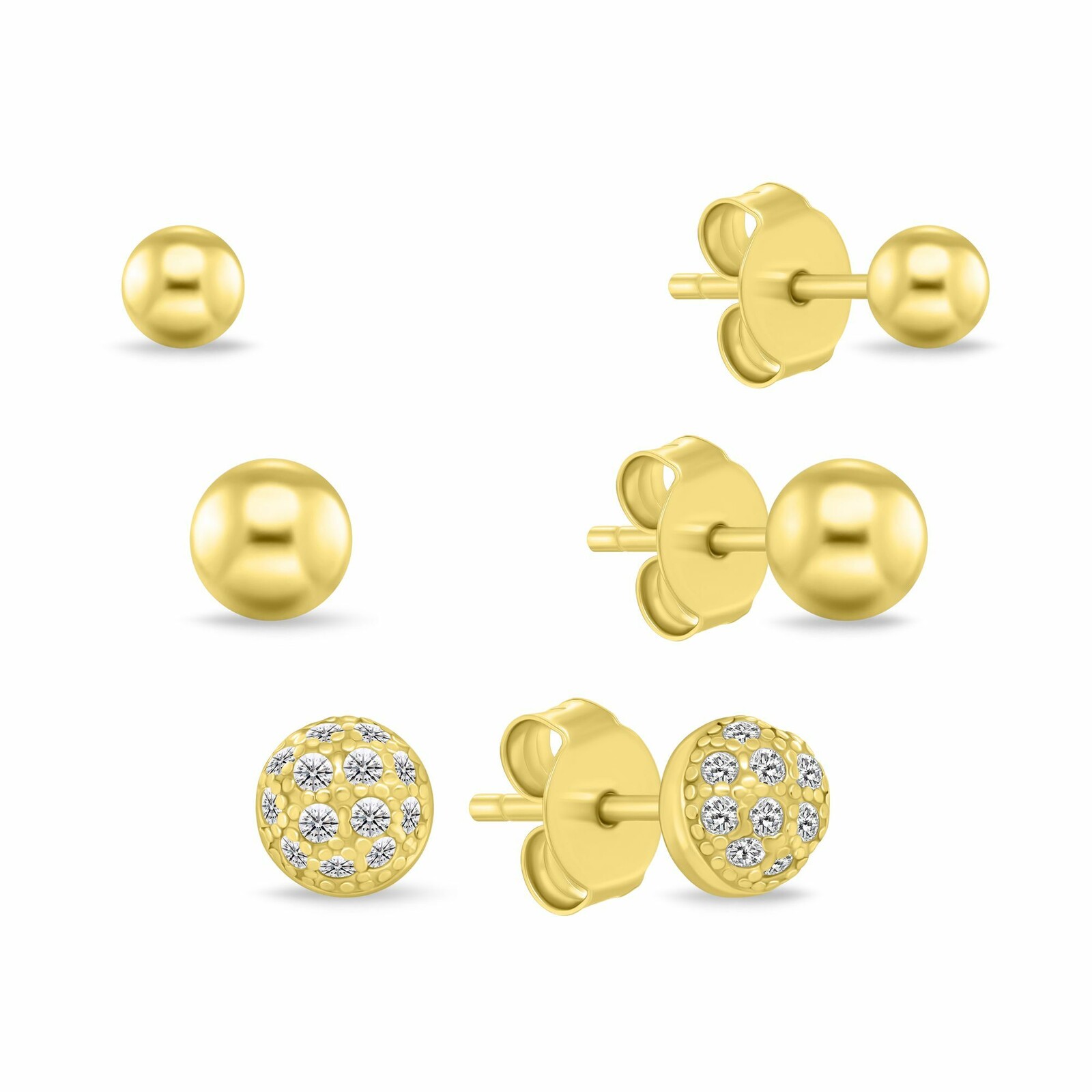 Brilio Silver Pozlátená sada kôstkových náušníc SET297Y (3 páry náušníc)