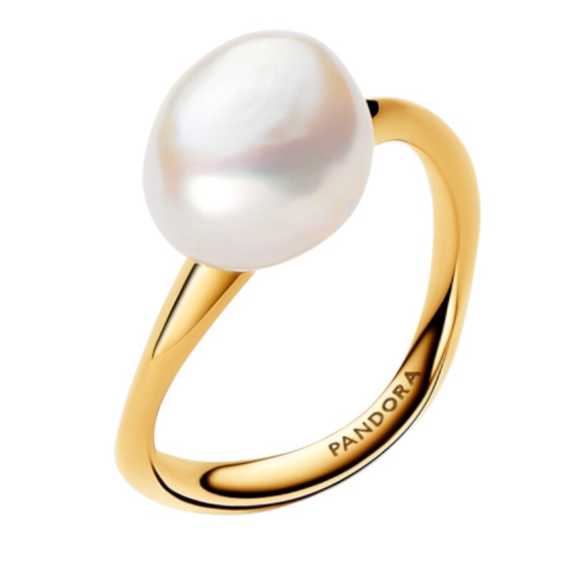 Pandora Úchvatný pozlátený prsteň s perlou Essence Shine 163293C01 54 mm