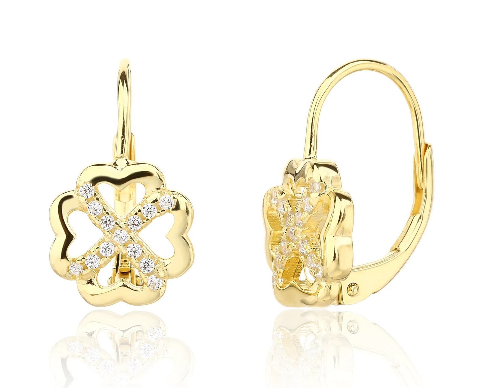 JVD Pozlátené náušnice Štvorlístok pre šťastie SVLE3392XJ6GO00