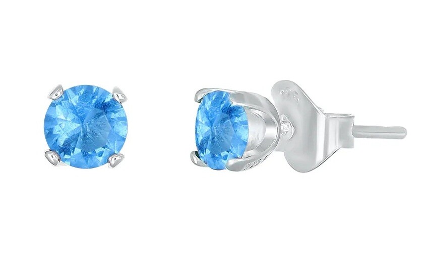 CRYSTalp Strieborné kôstky so svetlo modrým kryštálom Feel 42270.AQU.S