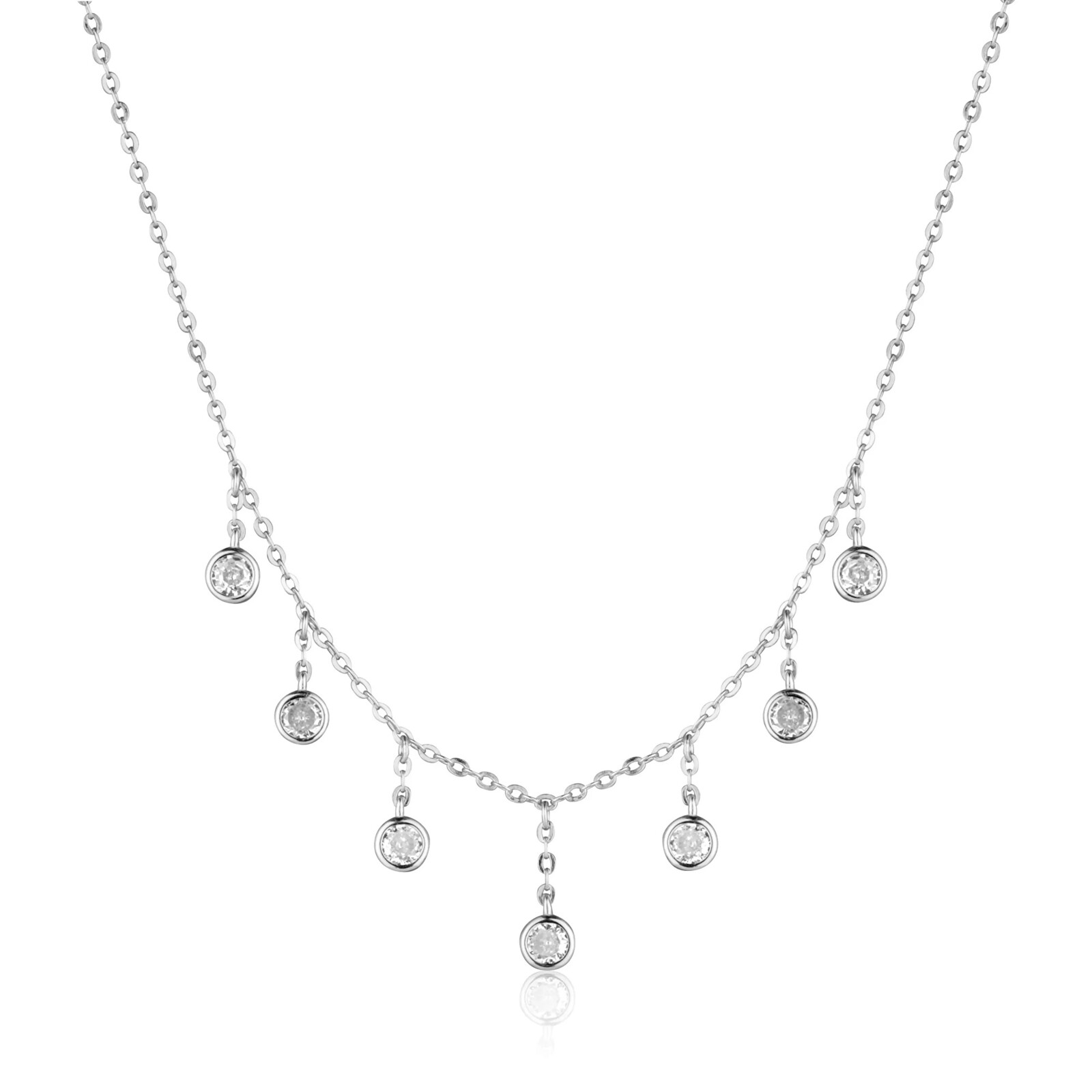 JVD Trblietavý strieborný náhrdelník so zirkónmi SVLN0552XK5BI45