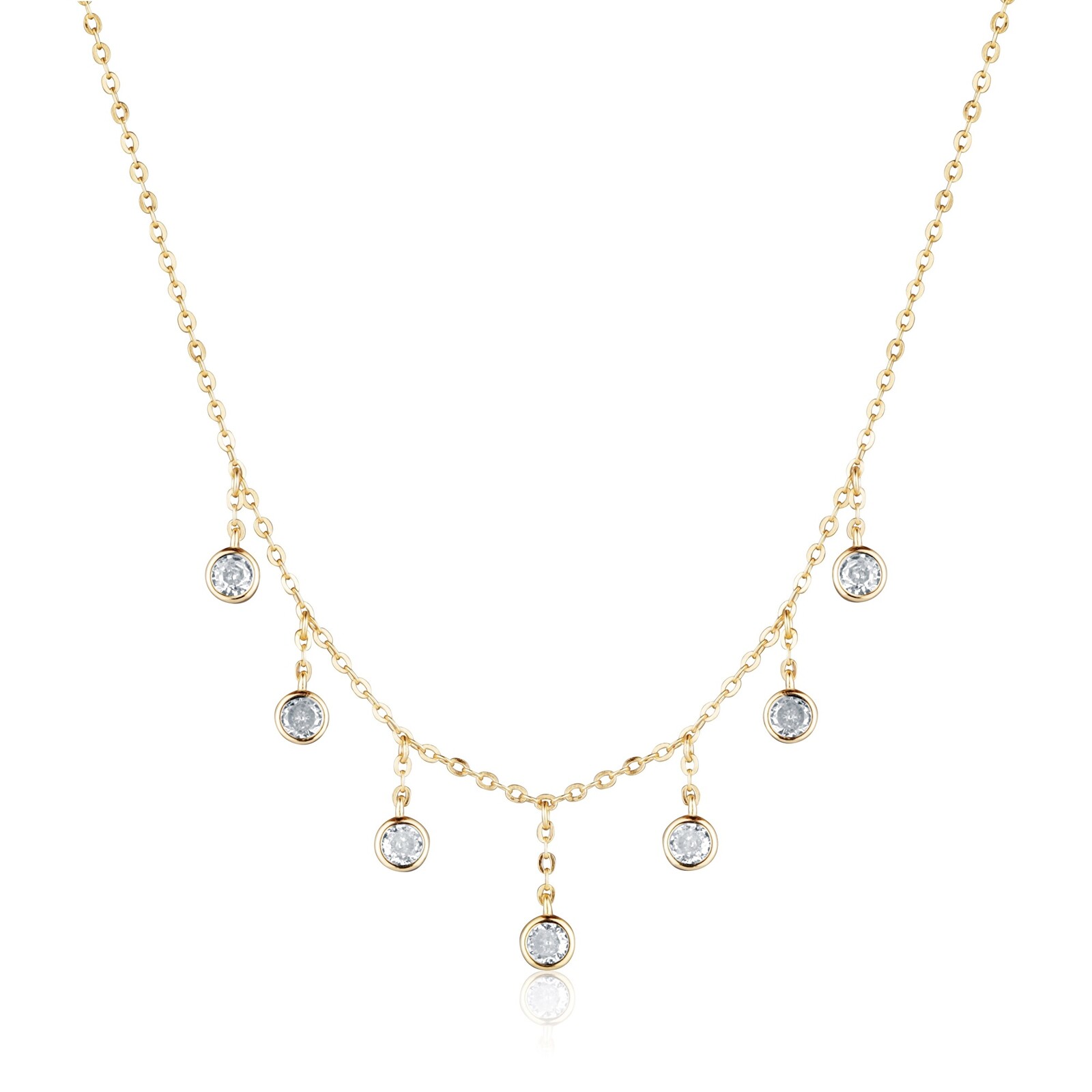 JVD Luxusný pozlátený náhrdelník so zirkónmi SVLN0552XK5GO45