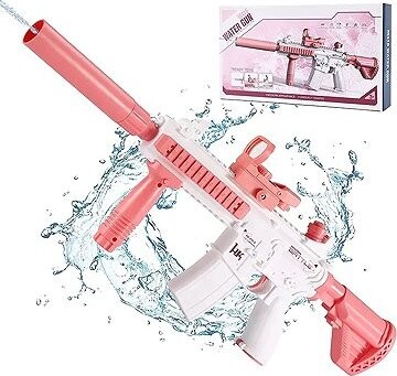 BATTLE Elektrická vodná pištoľ – M416, zabudovaný 370 ml zásobník, ružová