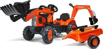 Falk traktor 2065N Kubota backhoe s predným bagrom a prívesom s otočným bagrom