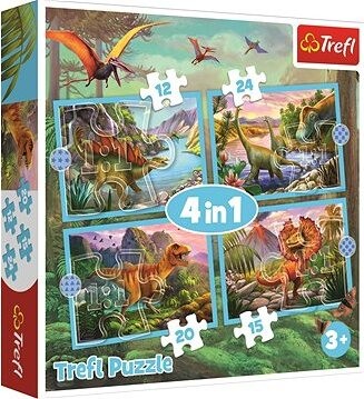 Trefl Puzzle Jedinečné dinosaury 4 v 1 (12, 15, 20, 24 dielikov)