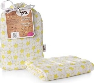 XKKO BMB Bambusová zavinovačka 120 × 120 – Little Stars Lemon