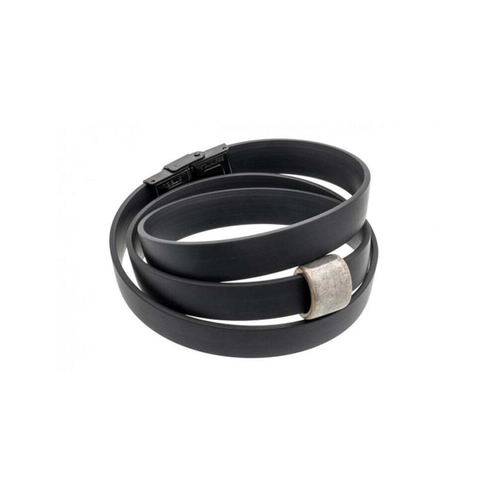 Trojitý náramok z kaučuku s matným kovovým prvkom 18387