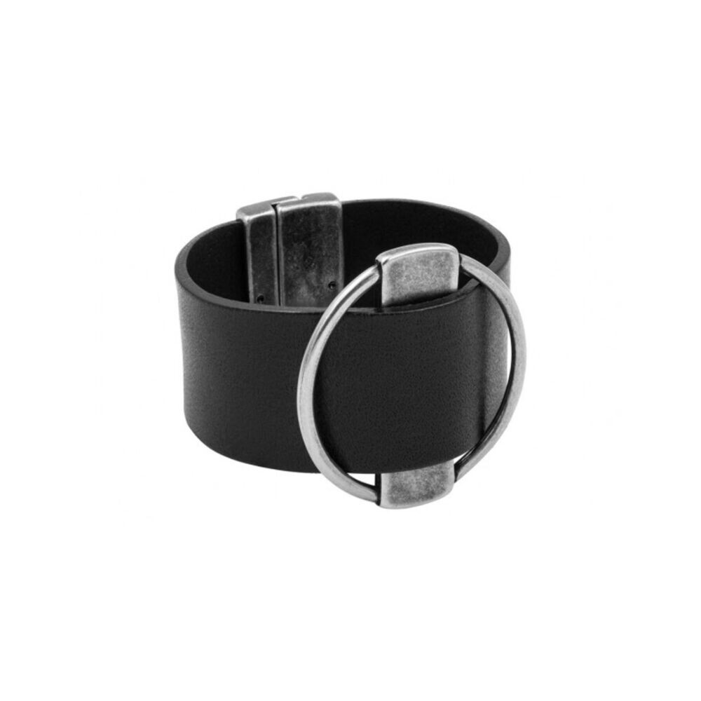 Dámsky kožený náramok s matným skrytým kruhom 18529