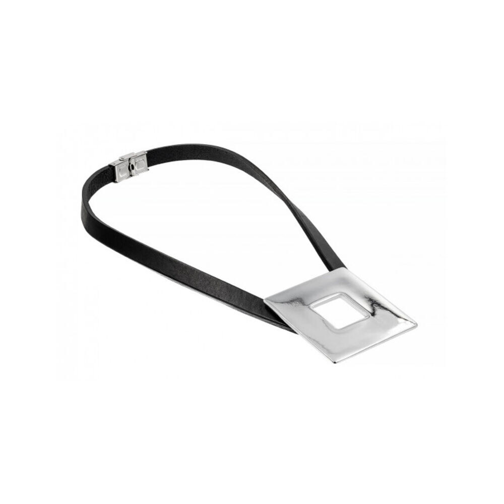 Kožený náhrdelník dámsky s príveskom - lesklým štvorcom 18659