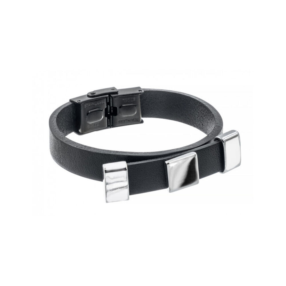 Dámsky náramok z kože a lesklej ocele 18738