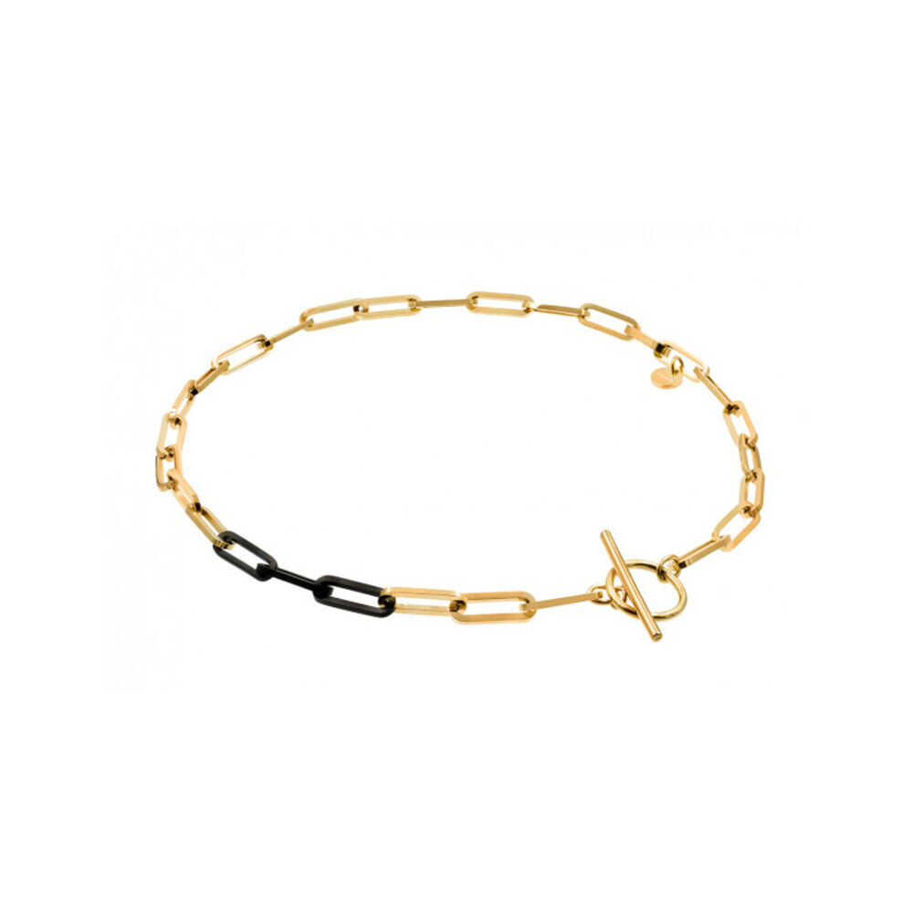 Dámsky krátky pozlátený náhrdelník s T-zapínaním 18762