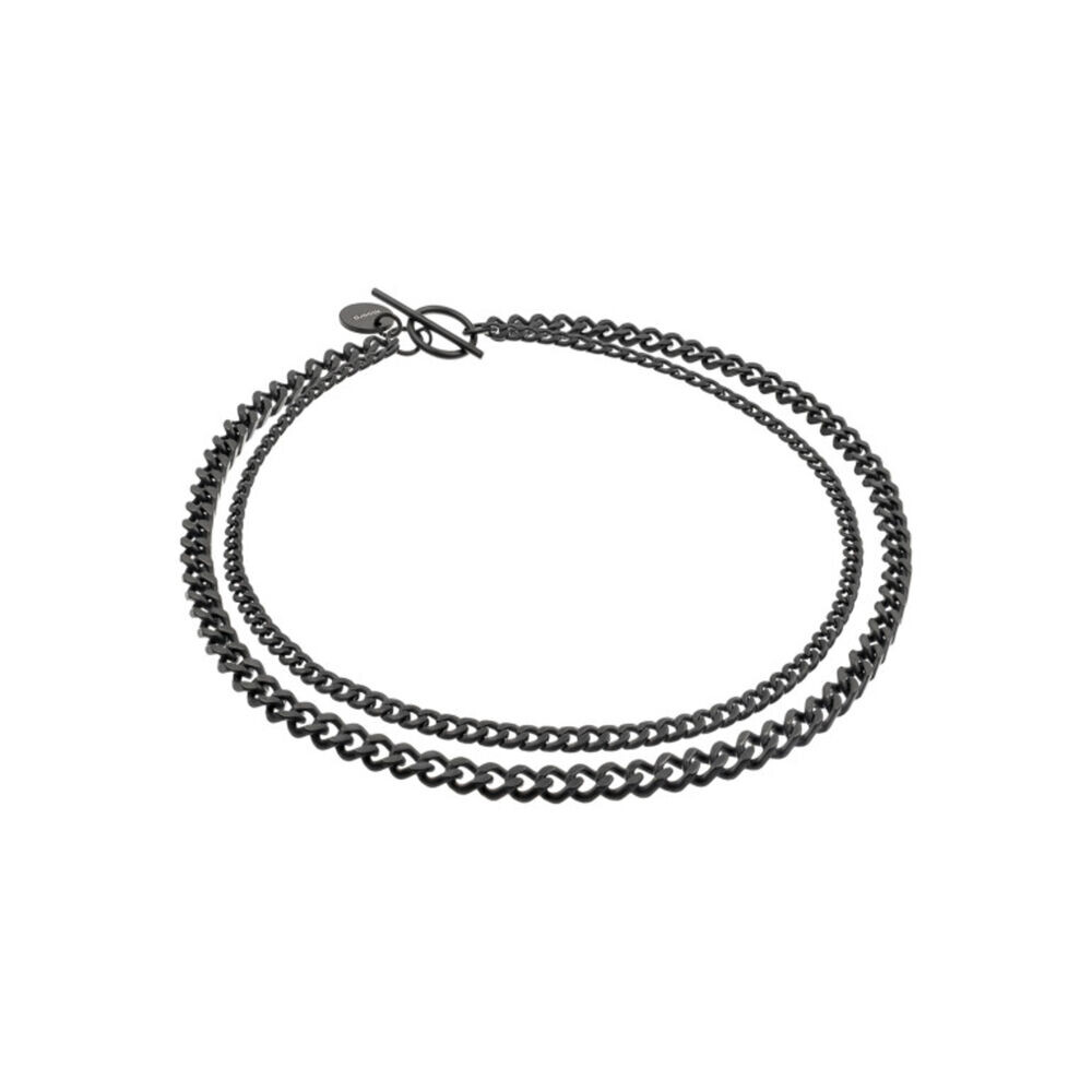 Dámsky čierny náhrdelník s T-zapínaním - dvojitá retiazka 18850