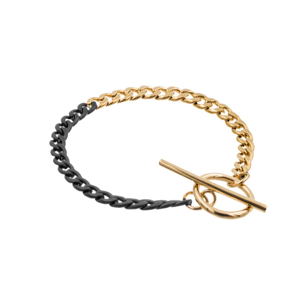 Náramok z chirurgickej ocele dámska čierno-zlatá retiazka 18861