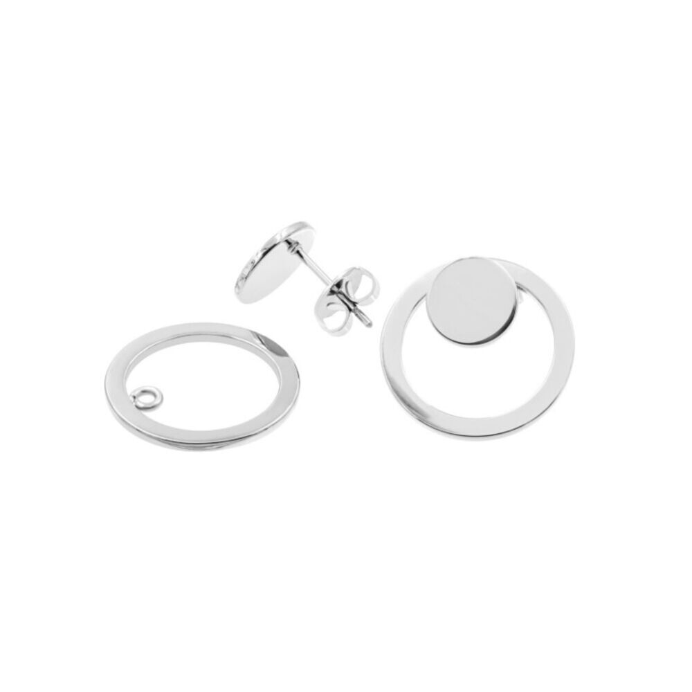 Sada menších okrúhlych náušníc 2v1 z lesklej chirurgickej ocele 18901