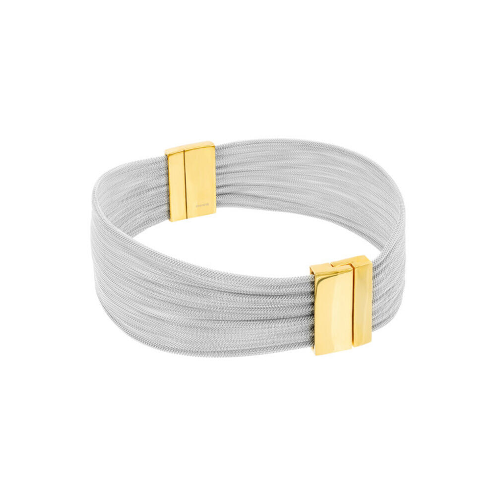 Choker náhrdelník z oceľovej sieťoviny so zapínaním zlatej farby 18992