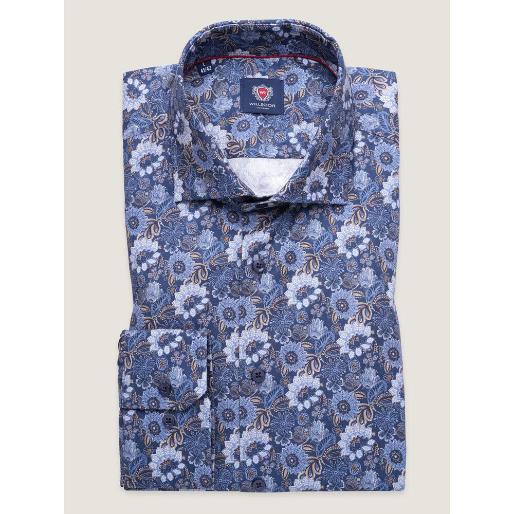 Pánska predĺžená košeľa slim fit svetloružová s talianskym golierom 19357