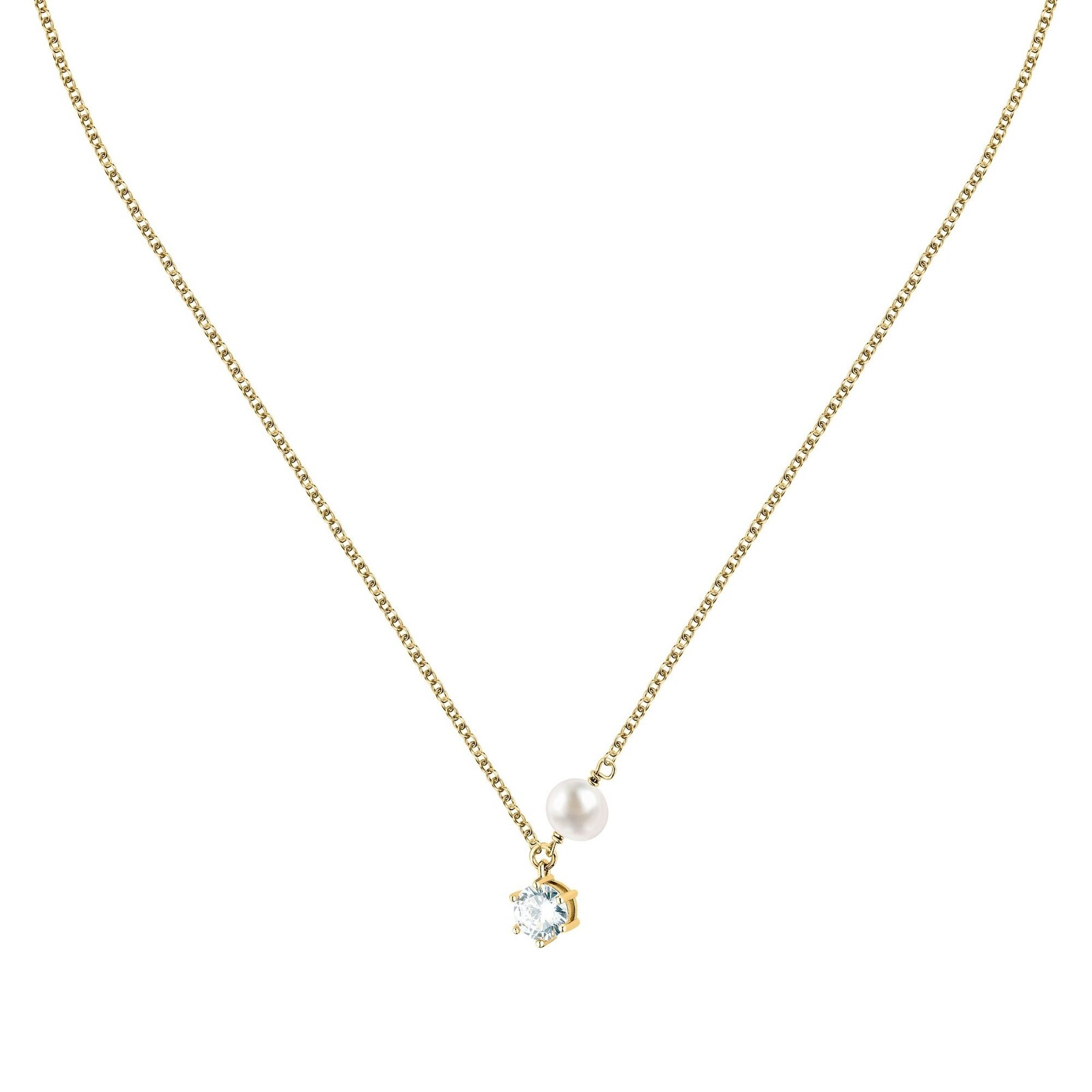Morellato Pozlátený náhrdelník s pravou perlou a zirkónom Perla SXU57
