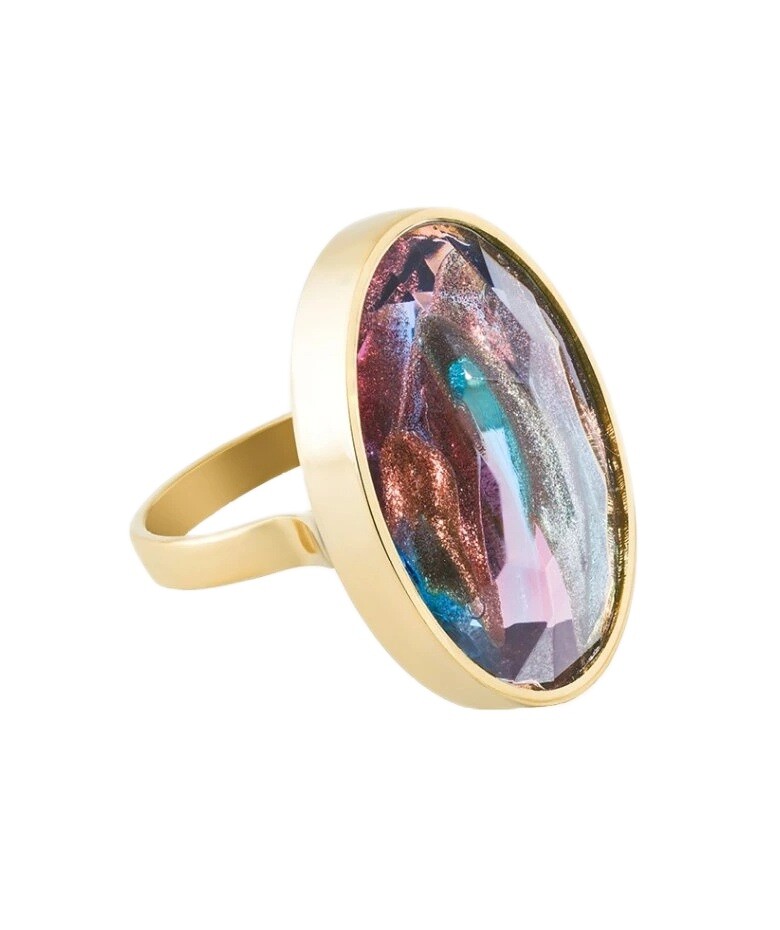 Preciosa Pozlátený prsteň s českým krištáľom Preciosa Aurora Spotlight 7446Y49 53 mm