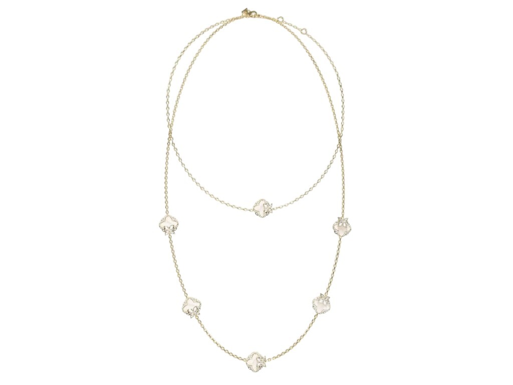 Guess Pozlátený dvojitý náhrdelník s kvetinami Wild Flower JUBN05581JWYGT/U