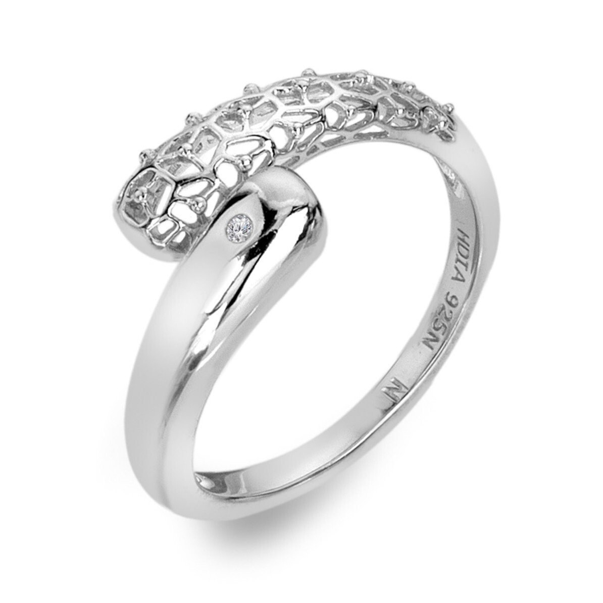 Hot Diamonds Asymetrický strieborný prsteň s diamantom Aster DR307 60 mm