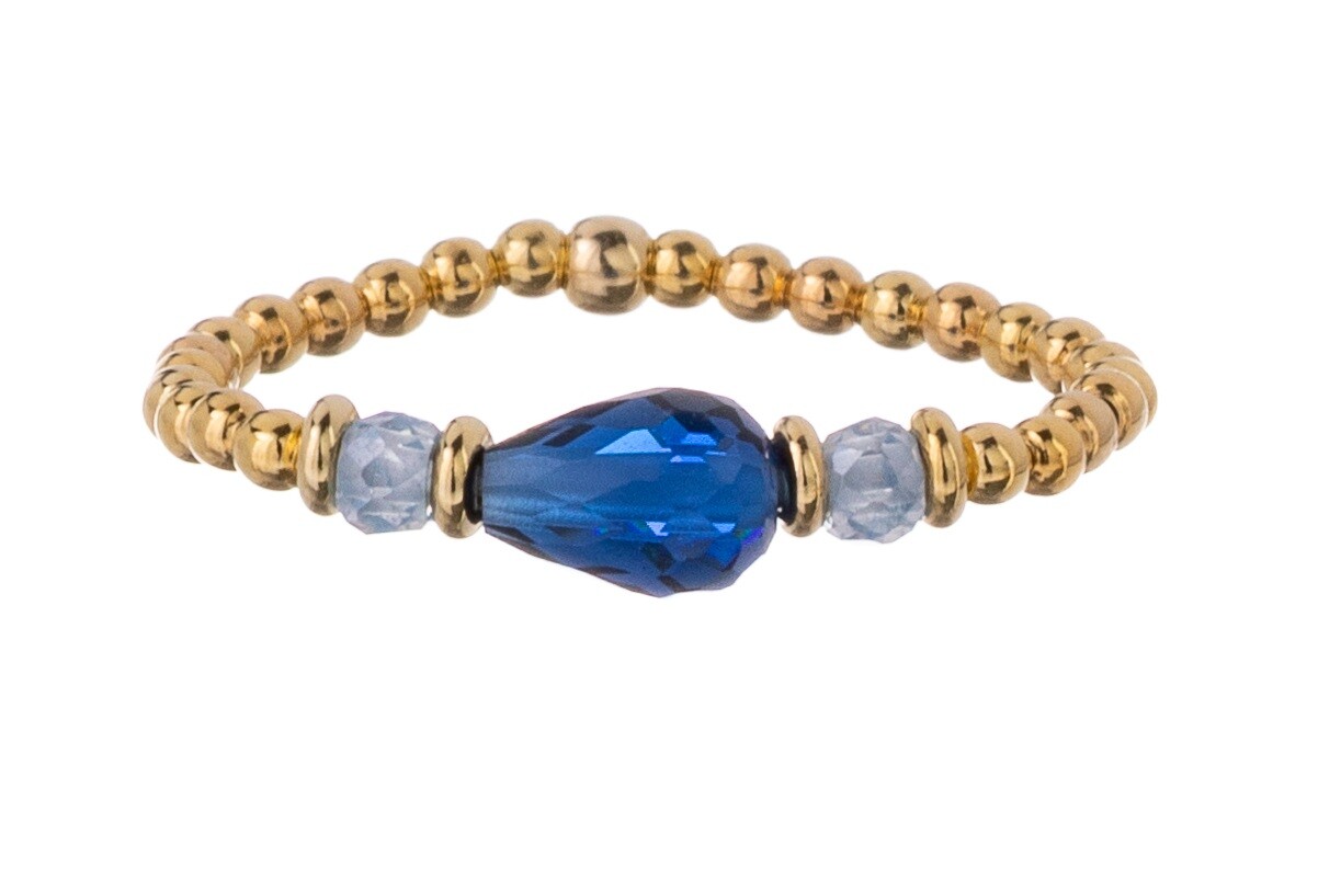 Alisia Pozlátený guličkový prsteň so zirkónmi a kryštálom AL5227.01.000.D 57 mm