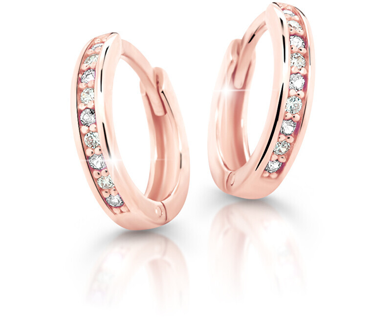 Cutie Jewellery Pôvabné kruhové náušnice z ružového zlata C3342-80-X-4 biela