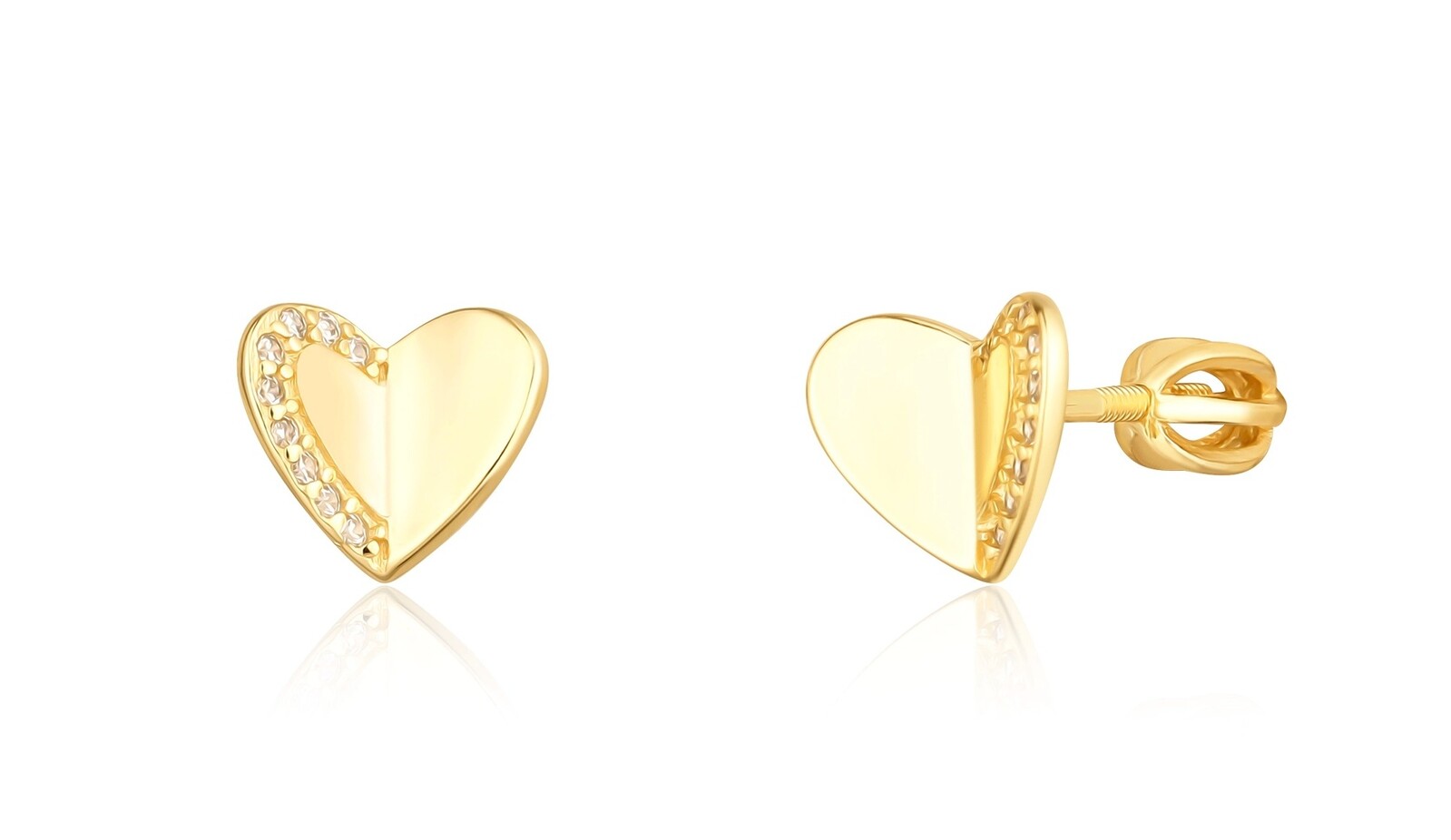 JVD Pozlátené srdiečkové náušnice so zirkónmi SVLE1739XH2GOSR