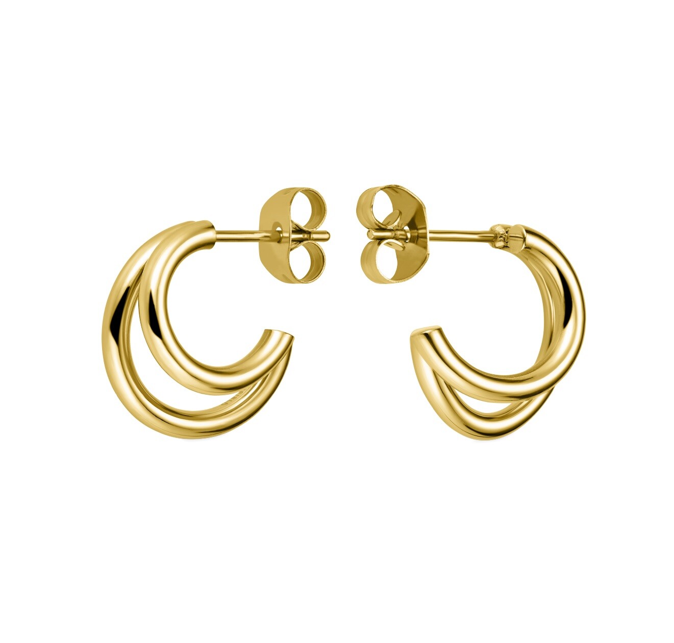 Rosefield Pozlátené kruhové náušnice Double Hoop Essentials DHEG-J227/JEDHG-J575