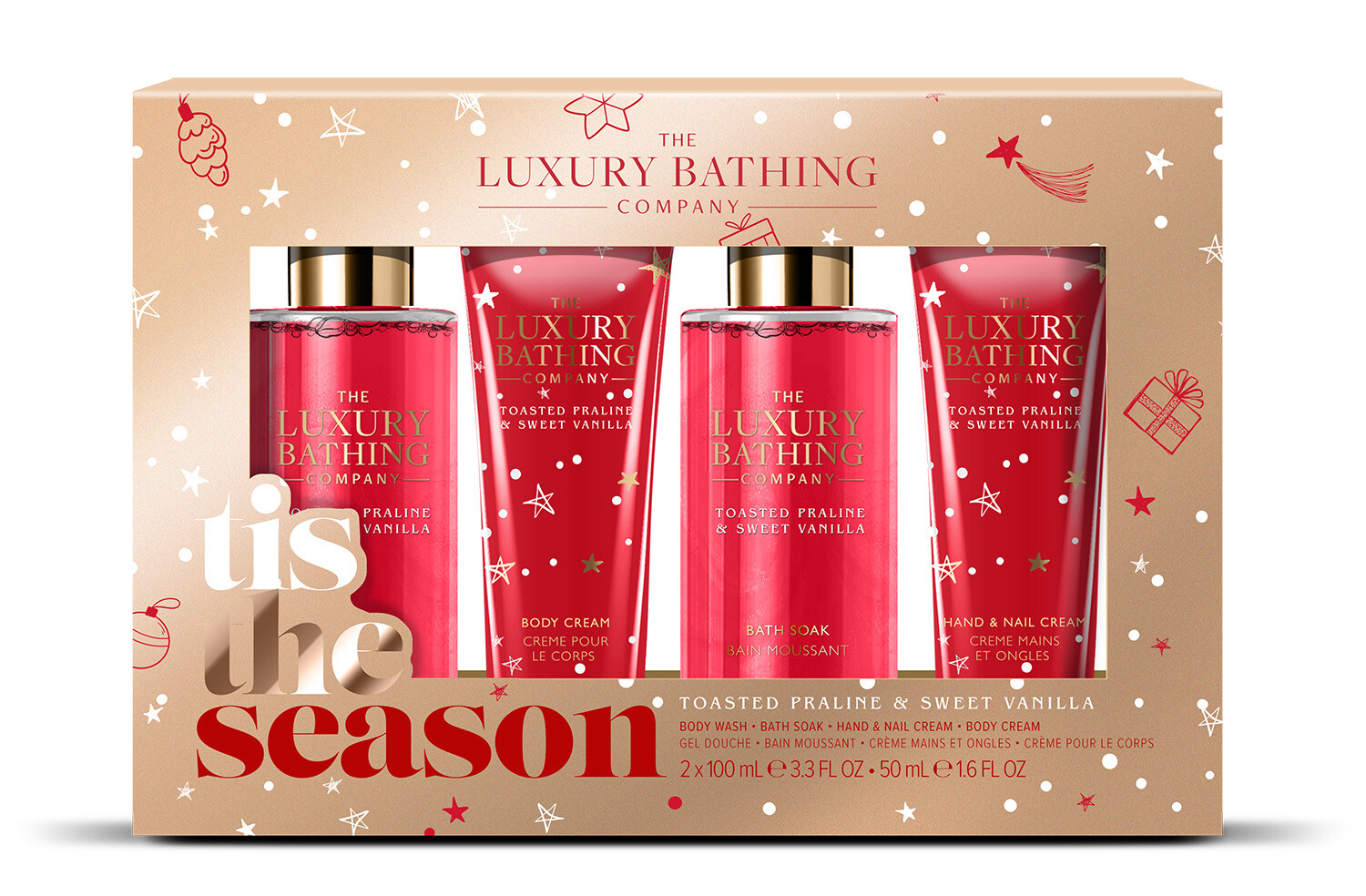 The Luxury Bathing Company Darčeková sada telovej starostlivosti Pralinka & Vanilka 4 ks