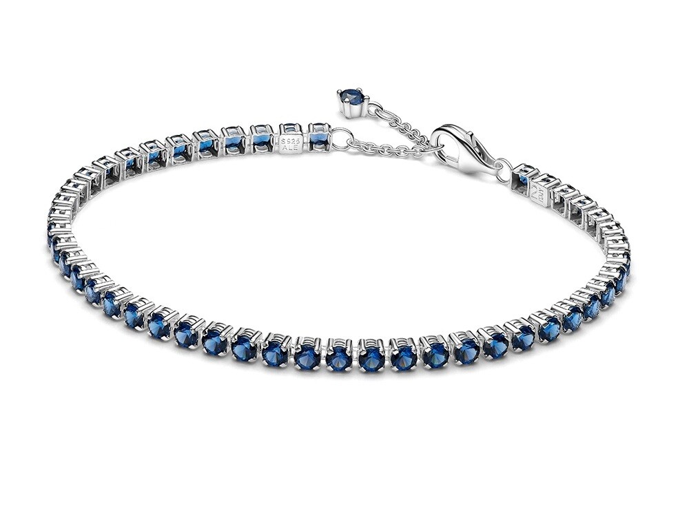 Pandora Tenisový strieborný náramok s modrými zirkónmi Timeless 591469C02 20 cm